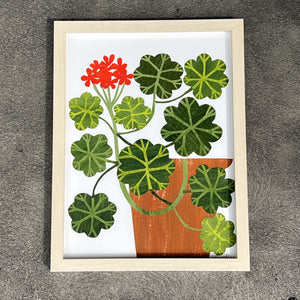 Red Geranium in Clay Pot by Denise Fiedler
