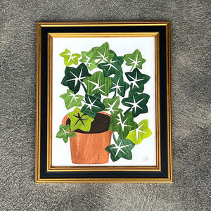 Ivy in Clay Pot with Vintage Frame by Denise Fiedler