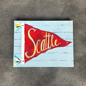Red Seattle Pennant by Mindy Carpenter