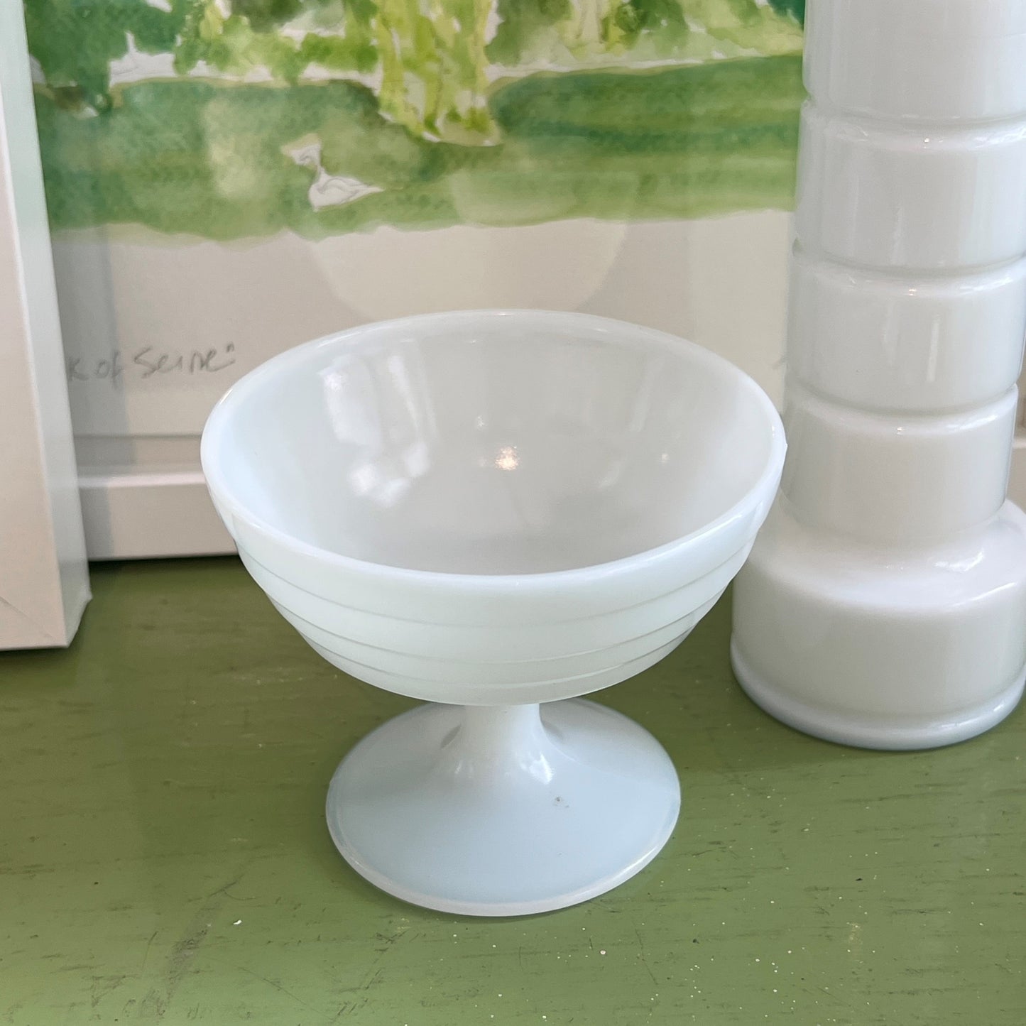 Vintage Milk Glass Footed Dish No. 01