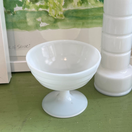Vintage Milk Glass Footed Dish No. 01