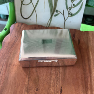 Vintage Hotel Silver Box with Engine Turned Lid, 4.5"