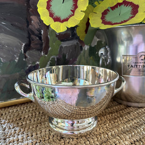 Vintage Hotel Silver Pedestal Bowl with Handles 7"