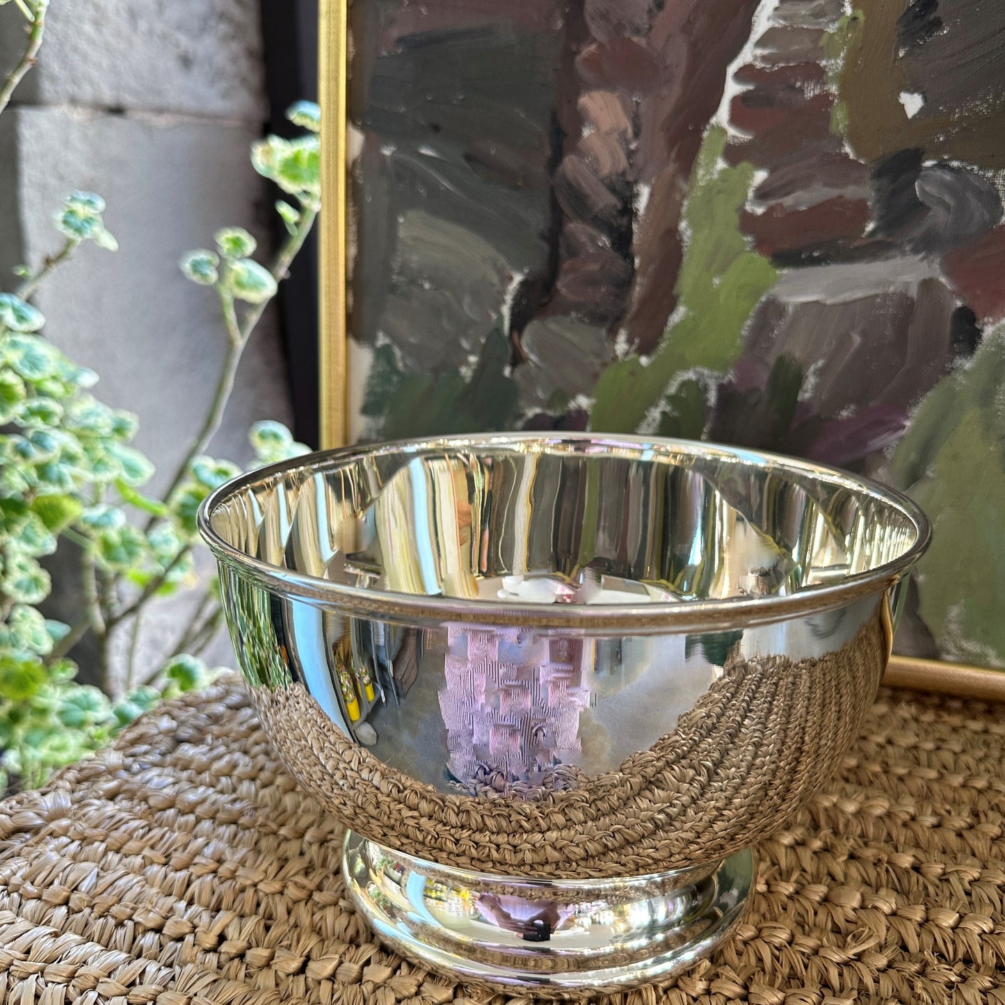 Vintage Hotel Silver Bowl with Pedestal 7"