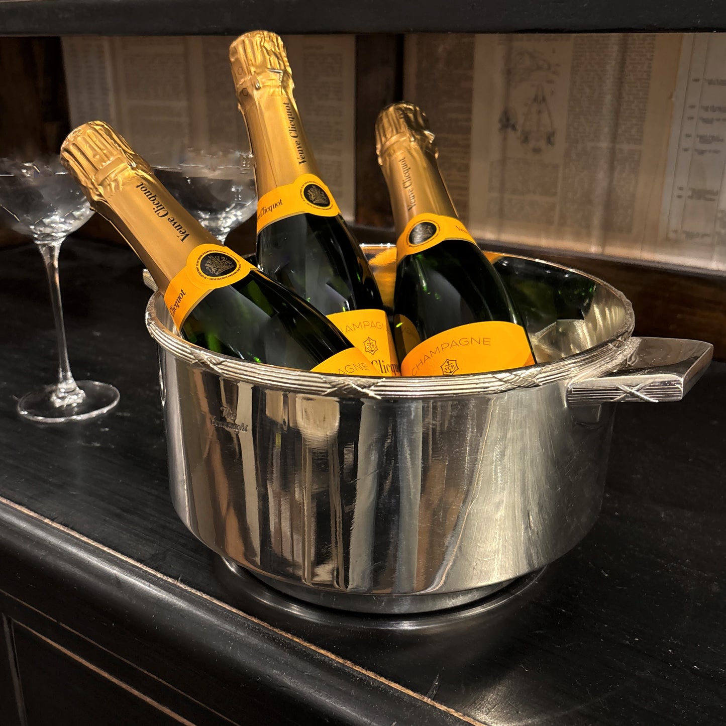 Vintage Hotel Silver Ice Pail with Straight Sides