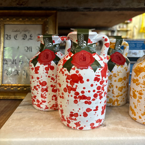 Small Red Splatterware Olive Oil