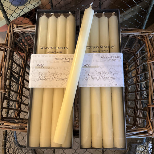 Watson Kennedy 12" Solid Light Natural Beeswax Tapers Set of 4