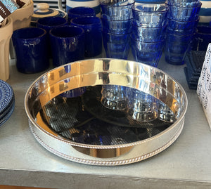 Vintage Hotel Silver Round Tray, 12" c. 1960