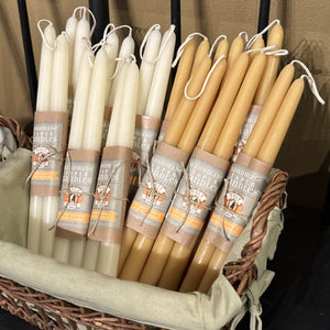 12" Natural Beeswax Taper Candles, Set of 2