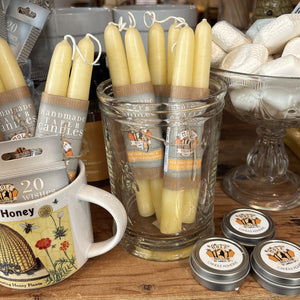 8" Natural Beeswax Taper Candles, Set of 2