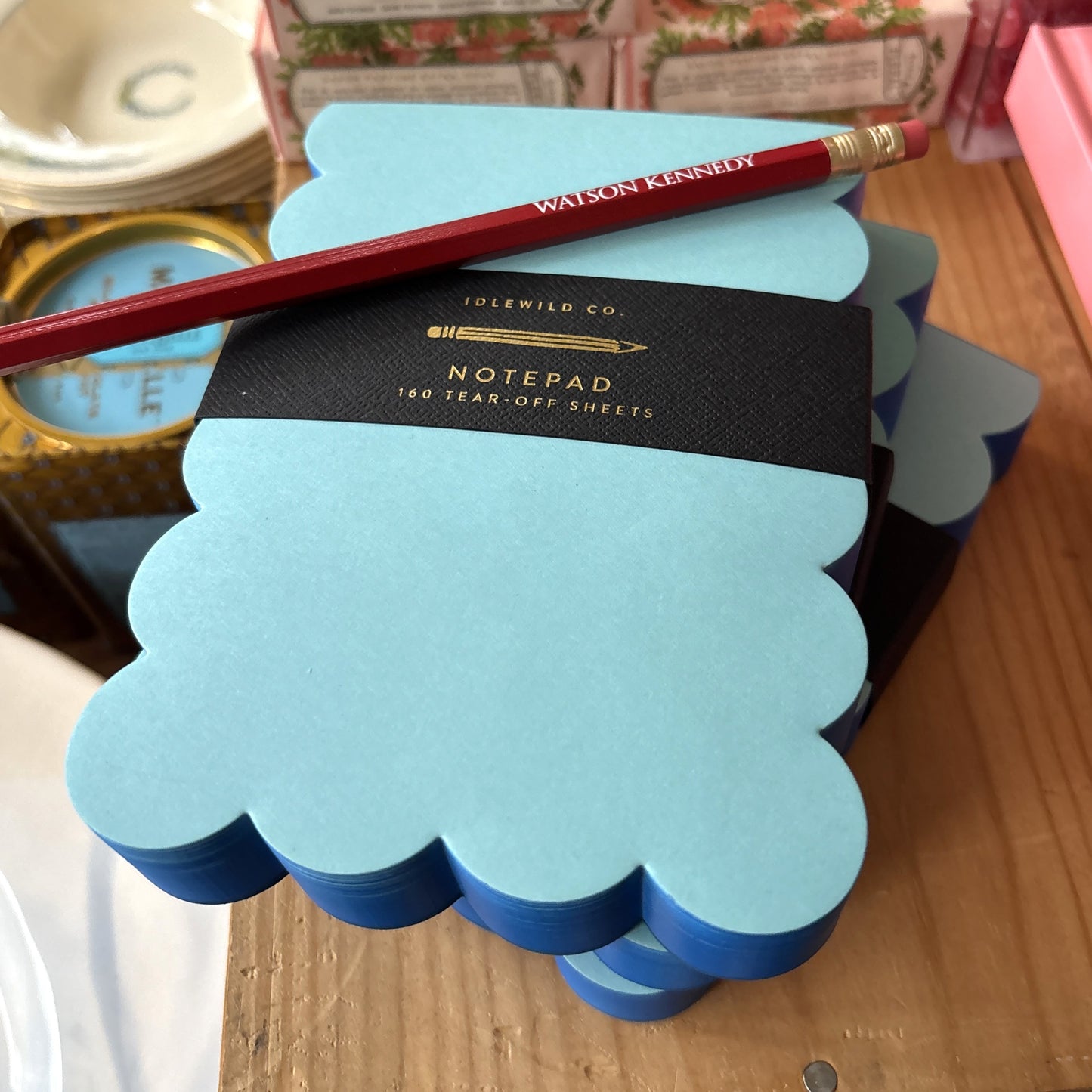 Aqua Notepad with Blue Scalloped Edges