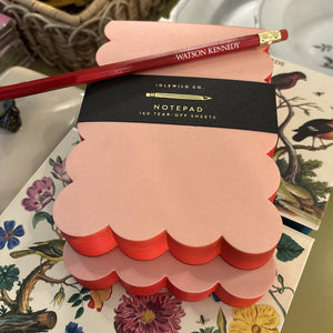 Peach Notepad with Persimmon Scalloped Edges
