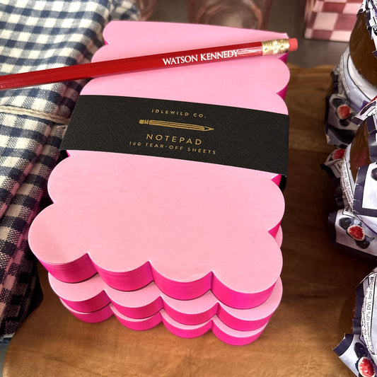 Lilac Notepad with Hot Pink Scalloped Edges