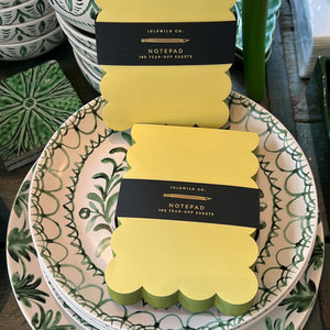 Chartreuse Notepad with Olive Scalloped Edges