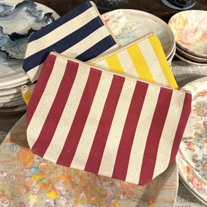 Pink & White Striped Pouch