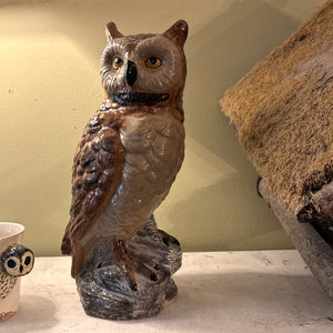 Tall Brown Owl Vase