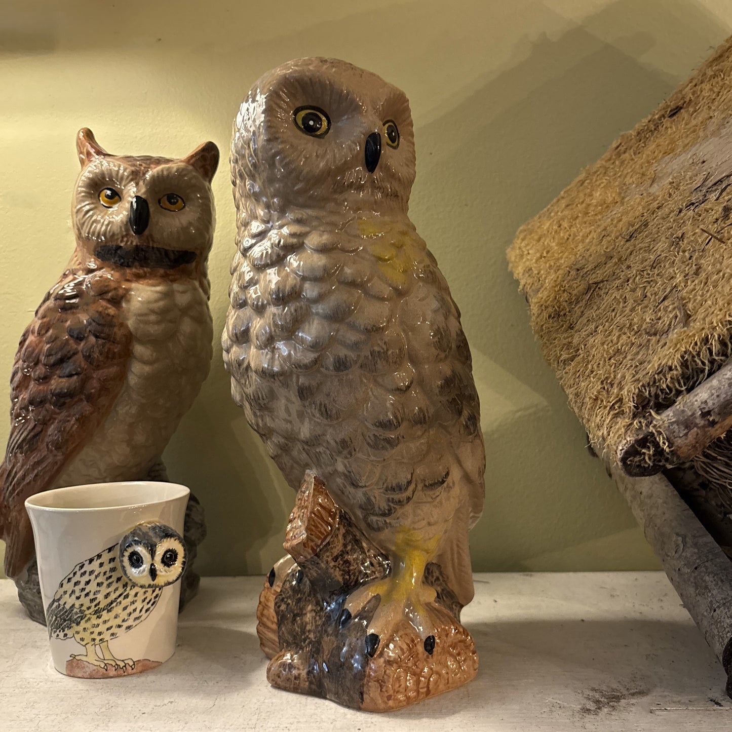 Tall Cream Owl Vase