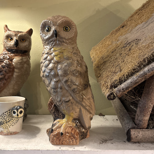 Tall Cream Owl Vase