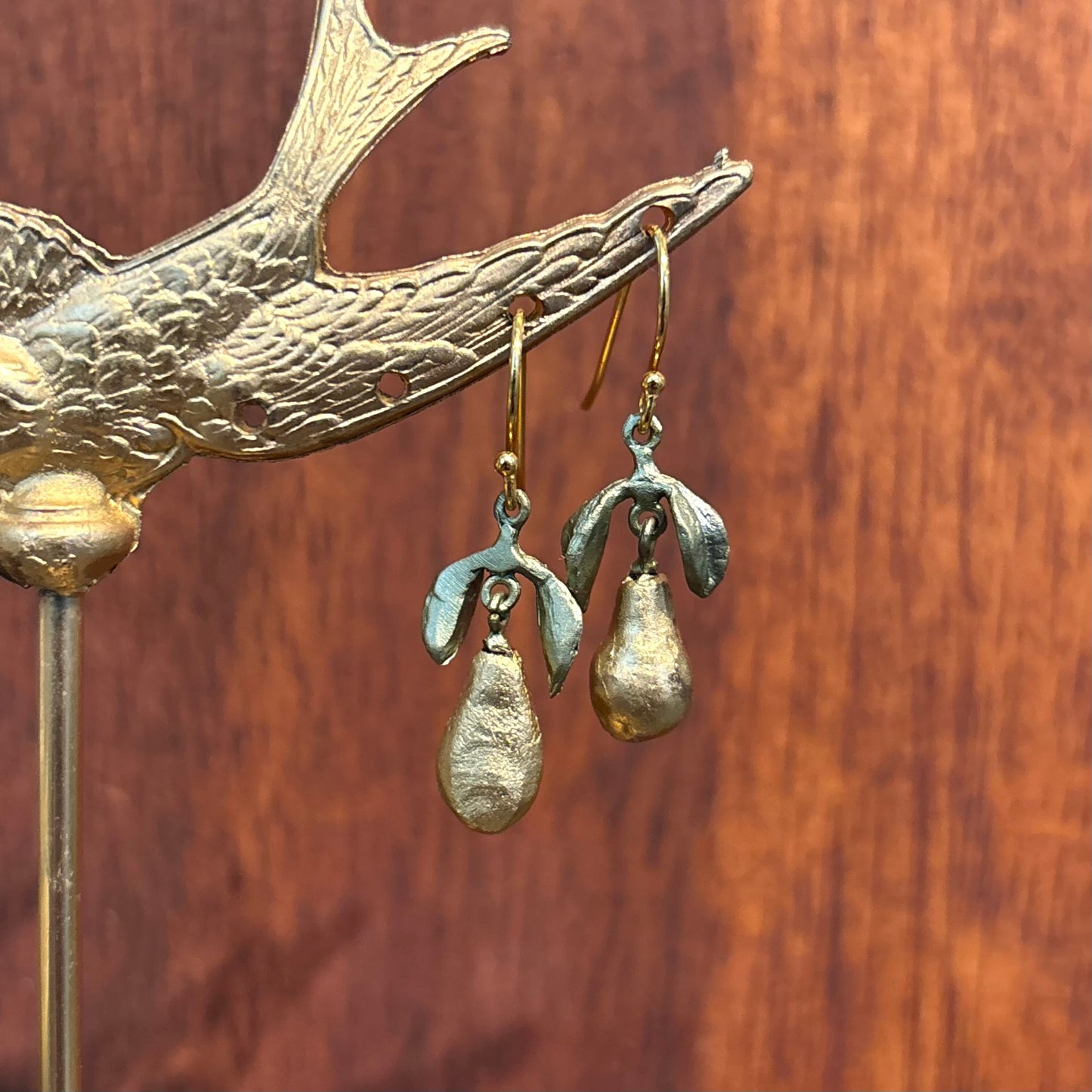 Golden Pear Wire Earrings