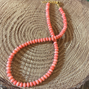 Pink Coral Beaded Necklace