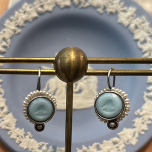 Powder Blue with Pearl Surround SS Intaglio Earrings