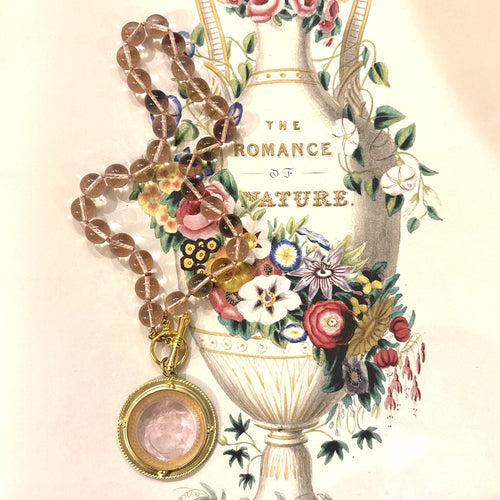 Petal Pink Intaglio with Pink Glass Beads Necklace