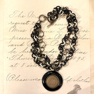 Black & Butterscotch Intaglio with Black Horn Chain Necklace