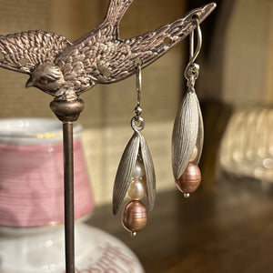 Pink Pearl Mix in Sterling Pod Earrings