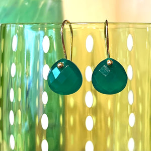 Green Chalcedony Single Briolette Earrings