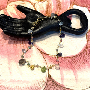 Multicolor Stones On Gold Chain Bracelet