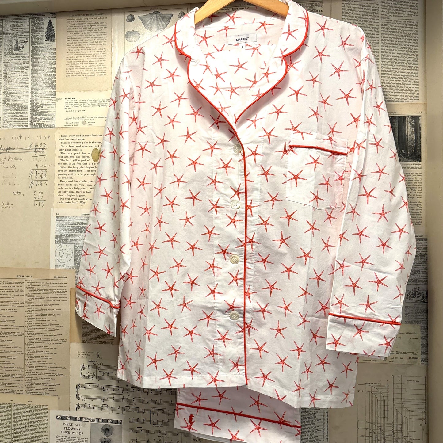 Red Starfish Pajama Set, Small