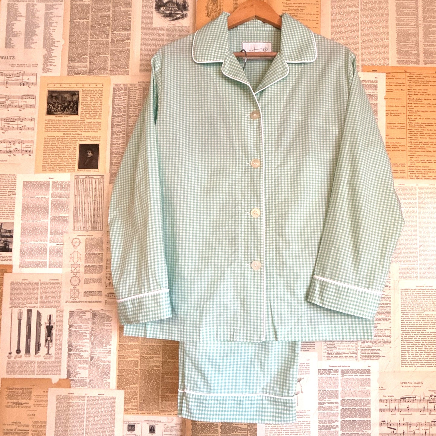 Classic Green Gingham Pajama Set, Large