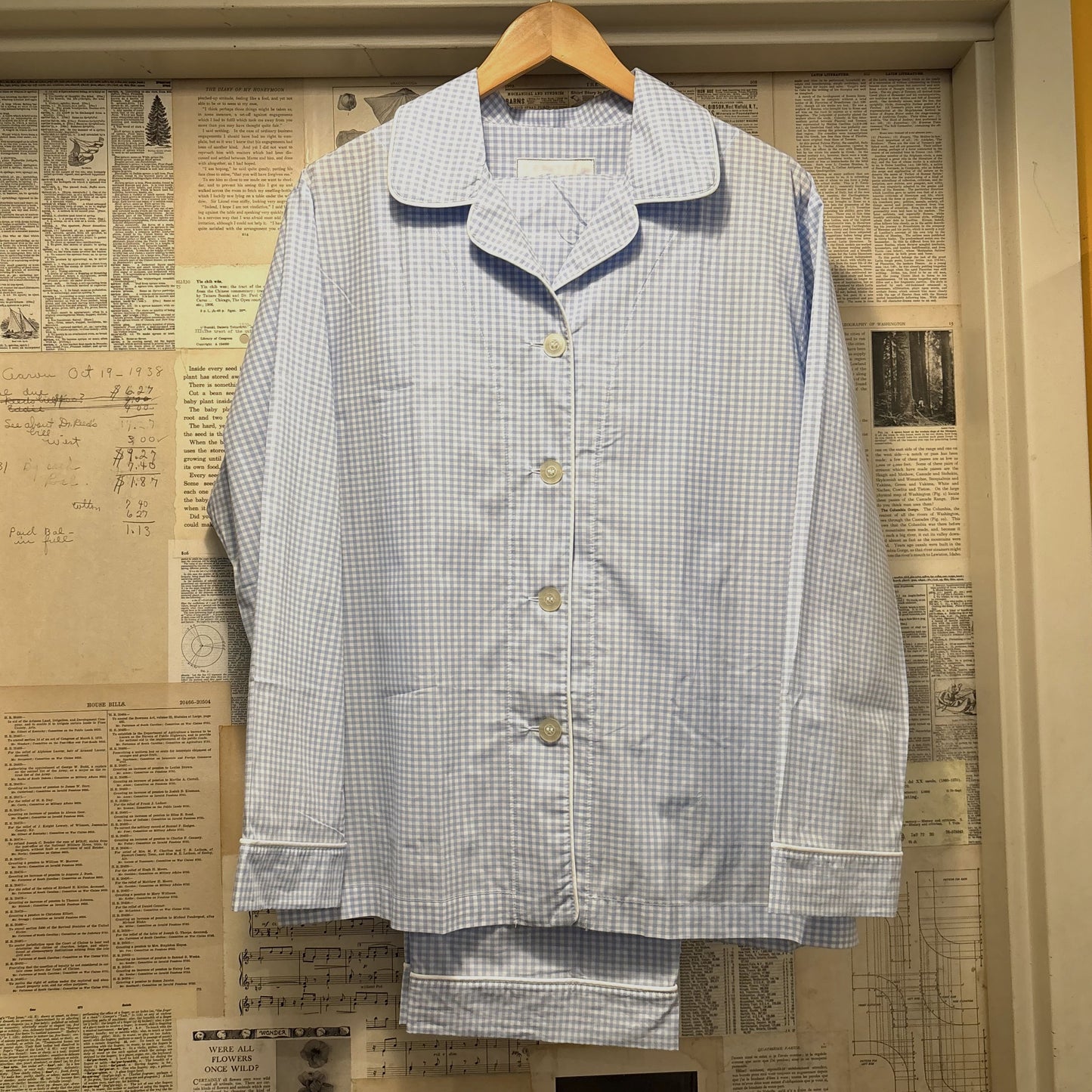 Classic Gingham Blue Pajama Set, Medium