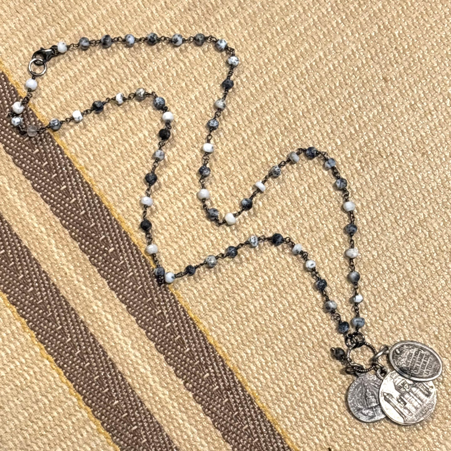 Dendritic Opal Vintage Charm Necklace