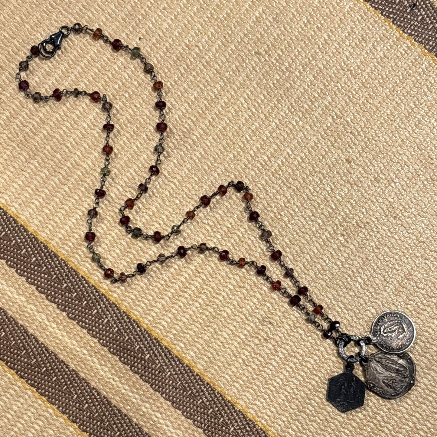 Shades of Garnet Vintage Charm Necklace