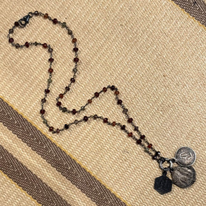 Shades of Garnet Vintage Charm Necklace