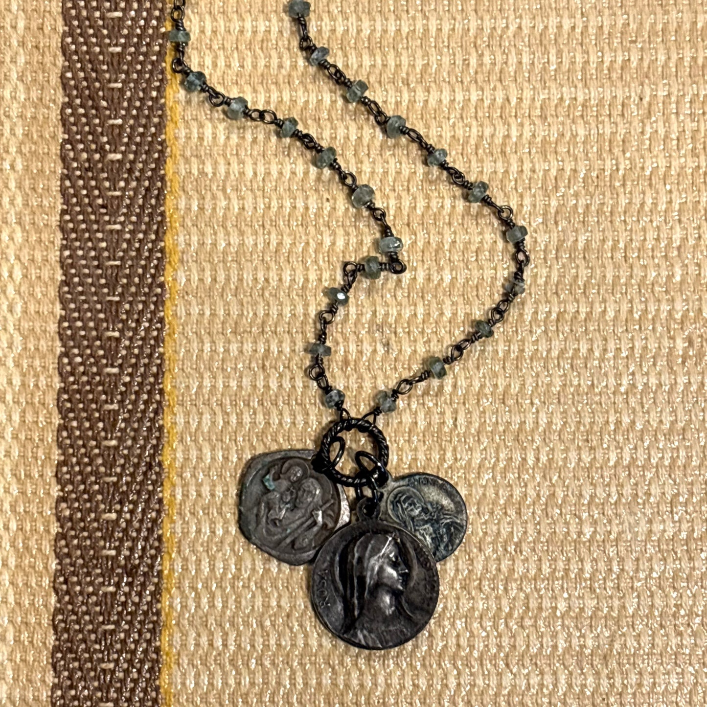 Green Aquamarine Vintage Charm Necklace