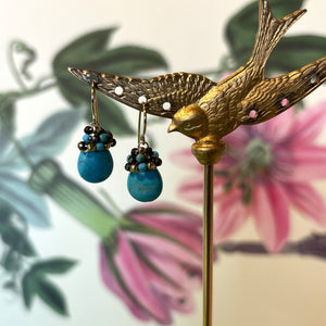 Turquoise Drop with Beaded Crown Earrings