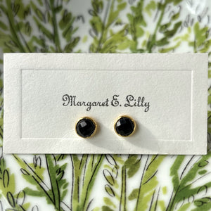 Round Gemstone Stud, Black Spinel