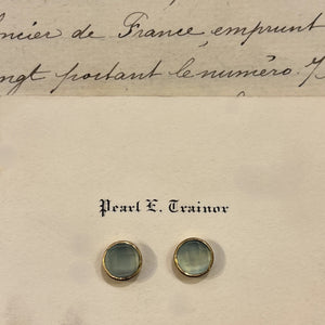 Round Gemstone Stud, Blue Chalcedony