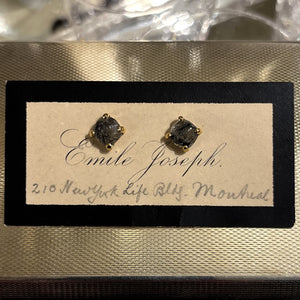 Small Four Prong Earrings, Rutilated Quartz