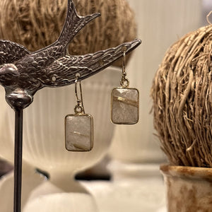 Short Rectangular Rutilated Quartz Earrings
