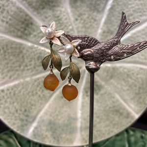 Orange Blossom Flower Drop Post Earrings