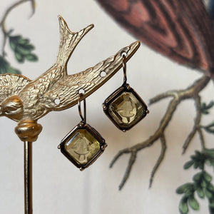 Light Topaz Intaglio Diamond Shaped Earrings