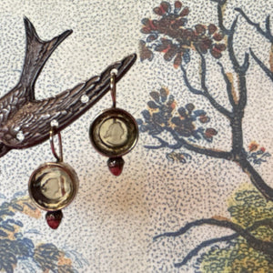 Light Topaz Intaglio With Acorn Earrings