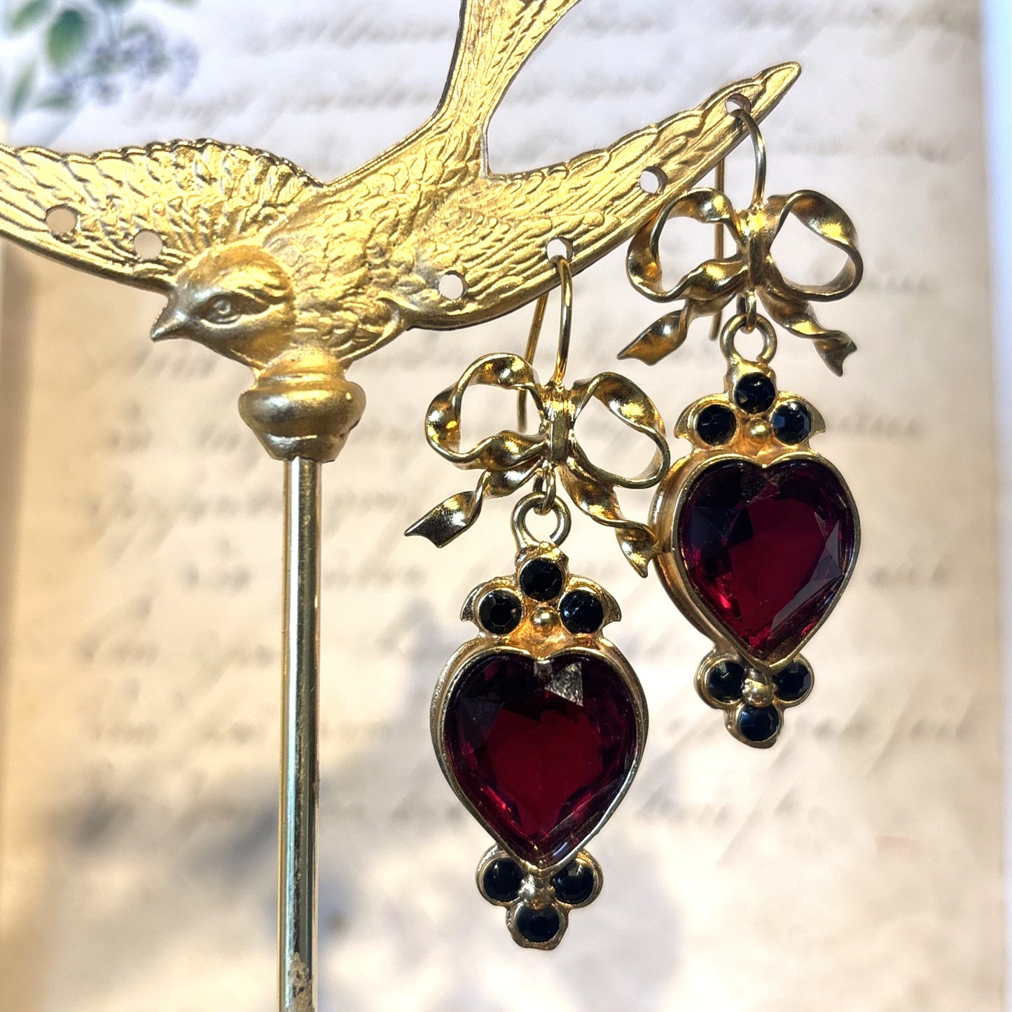 Ruby & Gold Sweetheart Earrings