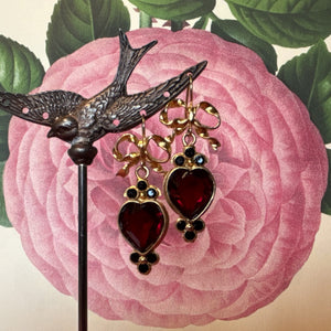 Ruby & Gold Sweetheart Earrings