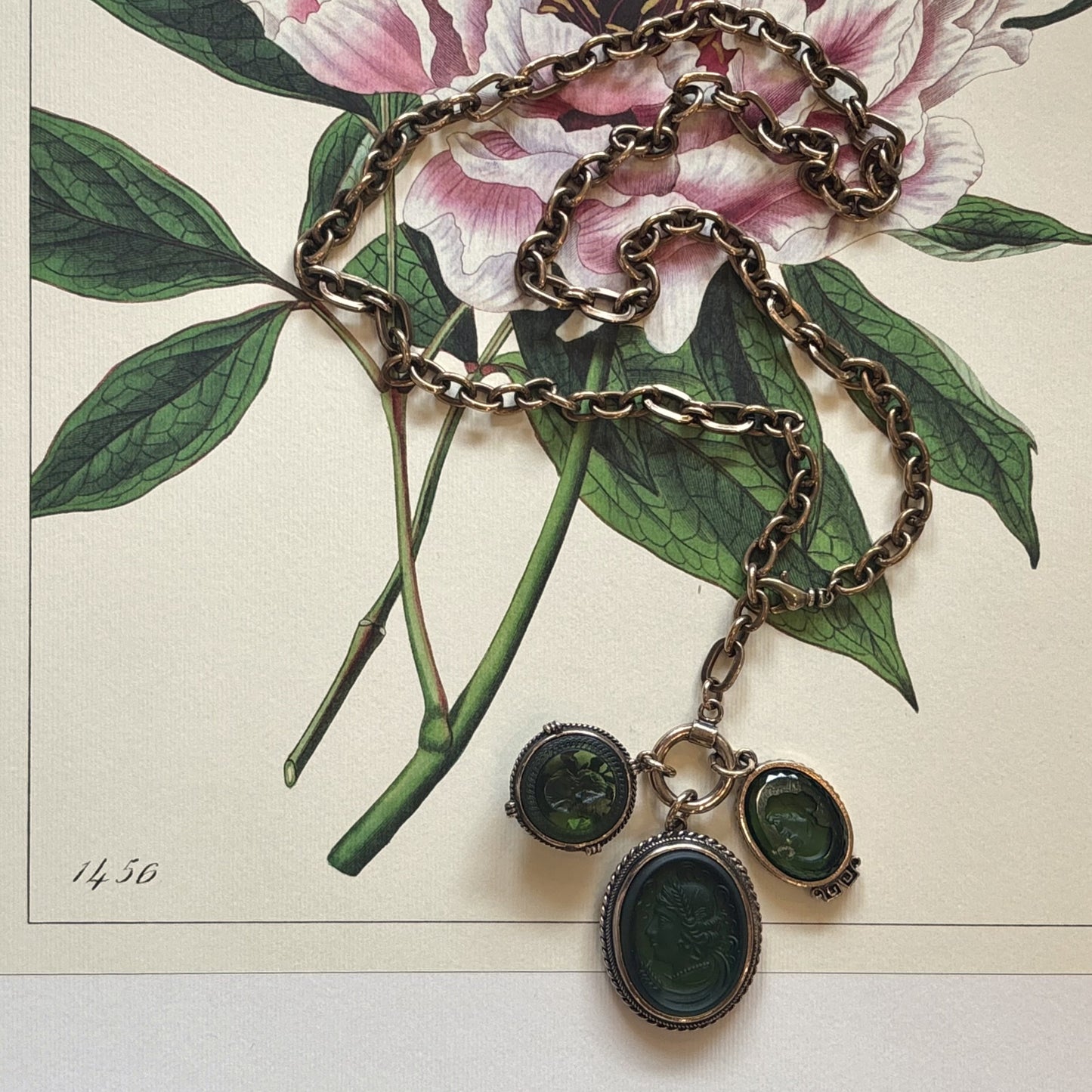 Olivine Triple Charm Necklace