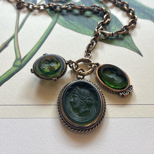 Olivine Triple Charm Necklace