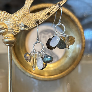 Neutral Bubble Cluster Earrings, Sterling Silver